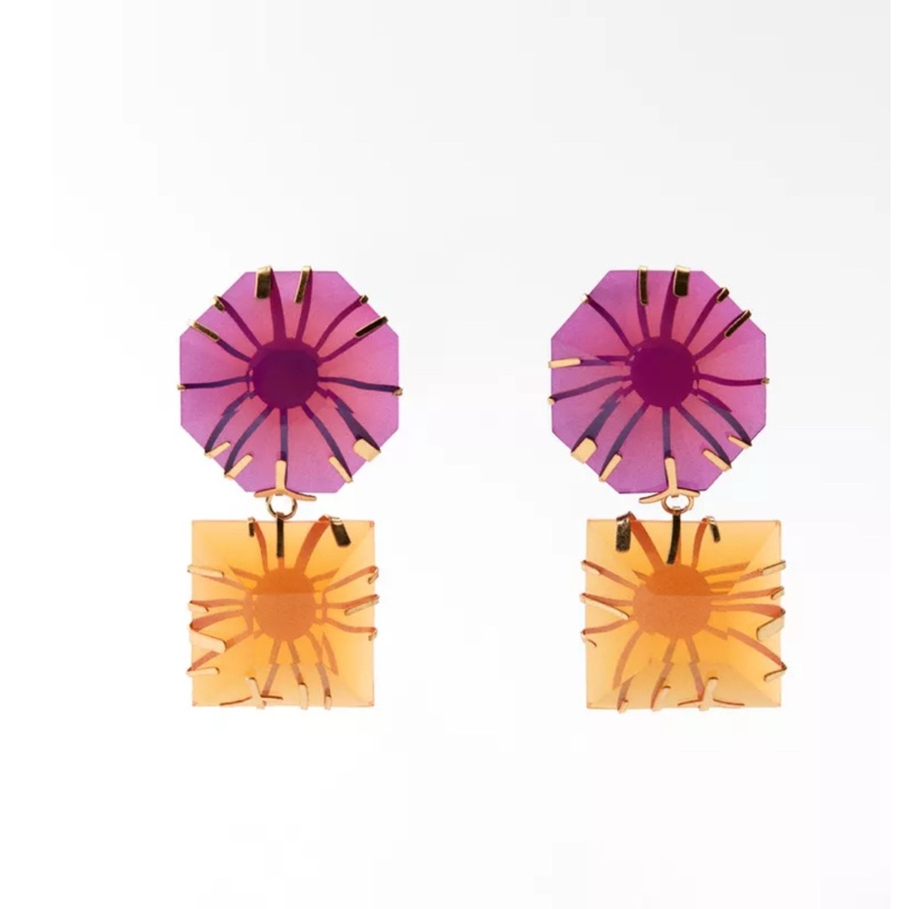 ZARA SOLID COLOR RESIN EARRINGS STATEMENT EARRINGS NEW